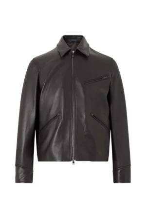 Dark Espresso Minimalist Moto Leather Jacket for Men