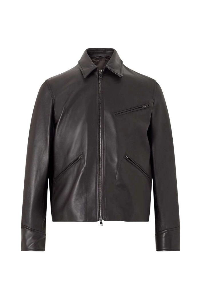 Dark Espresso Minimalist Moto Leather Jacket for Men