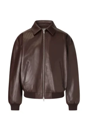 Rich Brown Oversized Bomber Leather Jacket for Men